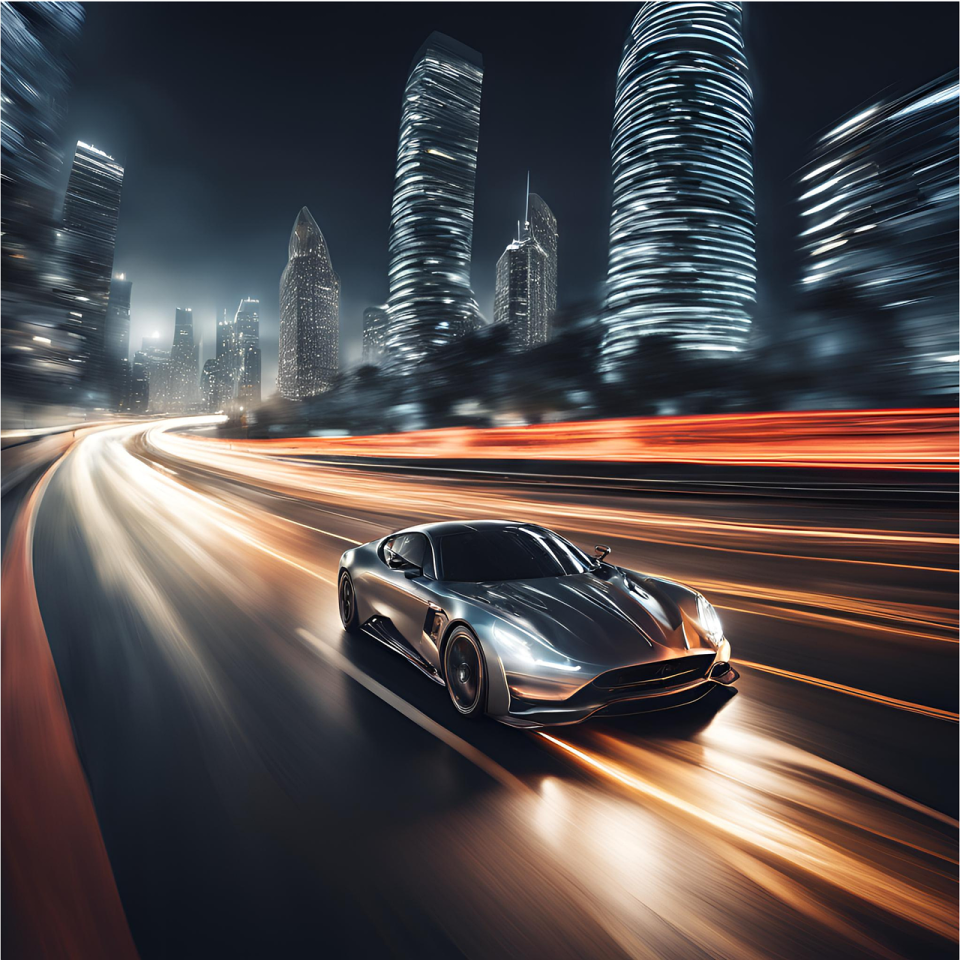 sports car, racing, night, driving, speeding, car, auto, vehicle, automotive, speed, fast, ai generated