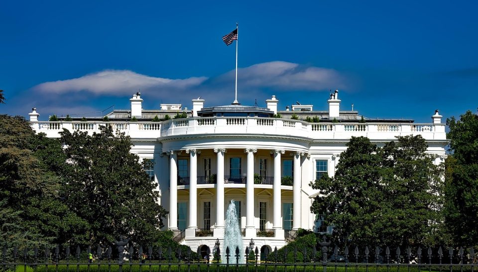 the white house, washington dc, nature, landmark, historic, famous, building, architecture, symbol, tourism, exterior, president, united states, landscape, scenic, city, columns, flag, sky, clouds, hdr, blue city, blue house, blue building