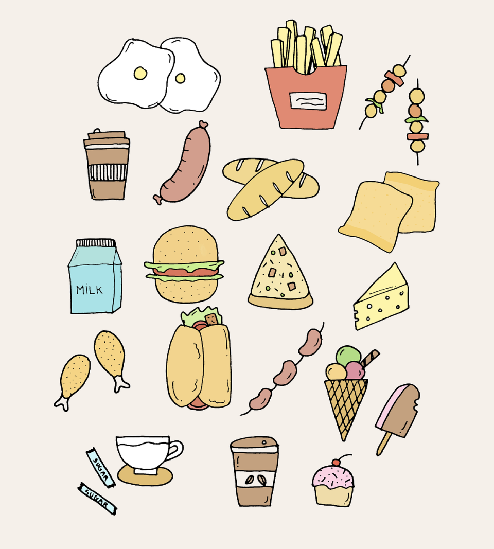 dinner, meal, food, snack, fast food, pizza, hamburger, lunch, sandwich, chips, fries, meat, cheeseburger, popcorn, dessert, chicken, fresh, burger, fried eggs, hand drawn, food, food, food, food, food, fast food, pizza