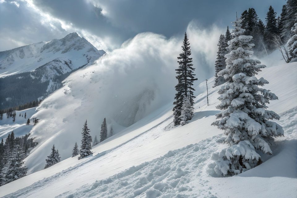 avalanche, nature, snow, winter, mountains, snowy, landscape, danger, element, ai generated