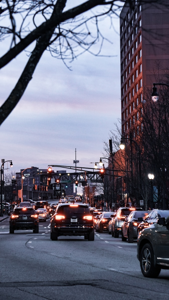 a city street filled with lots of traffic
