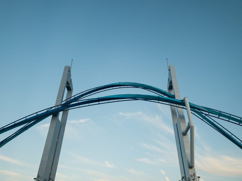 blue and white metal frame under blue sky during daytime