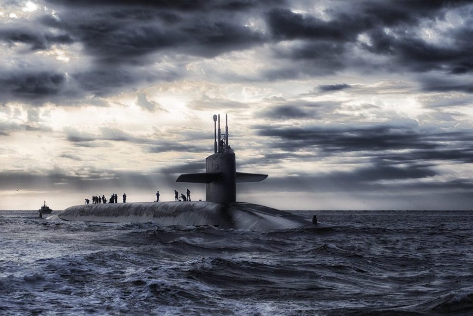 submarine, sea, silhouette, sub, nature, watercraft, ocean, water, navy, gloomy, dark